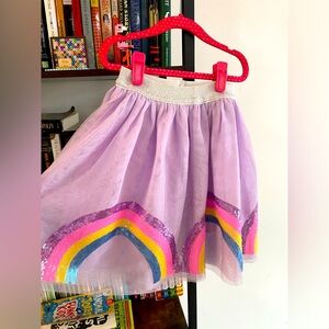 Girls tulle skirt with rainbow sequins. Lined with cotton fabric.